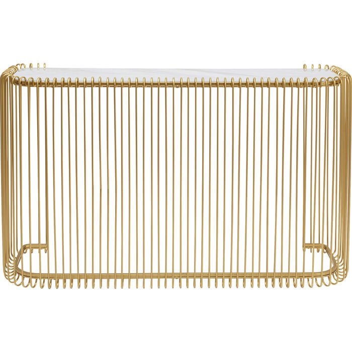 Console Wire Glass Marble Gold Yemek Masası