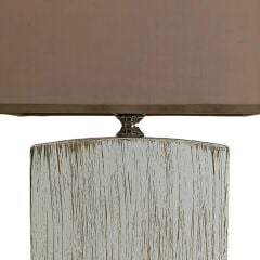 Keny Kirli Beyaz Ahşap Abajur