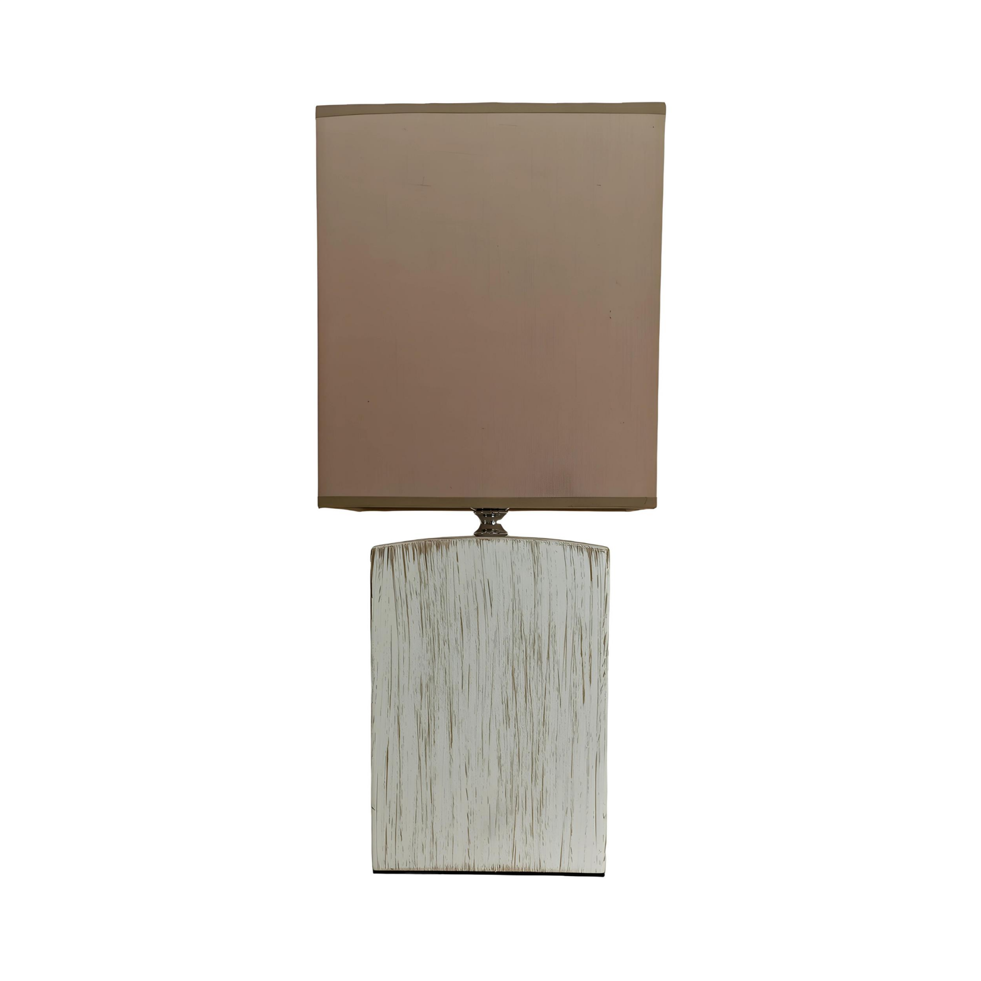 Keny Kirli Beyaz Ahşap Abajur