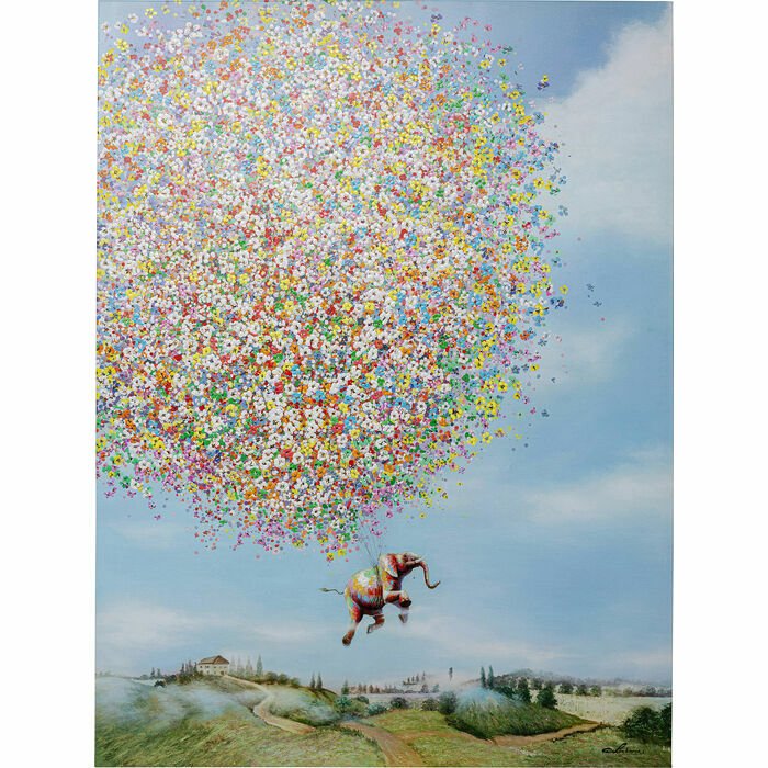 Flying Elephant In Day Ahşap Tablo 80x100 cm
