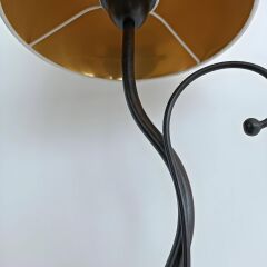 Silver Çift Desen Şapkalı Koyu Kahve Metal Abajur