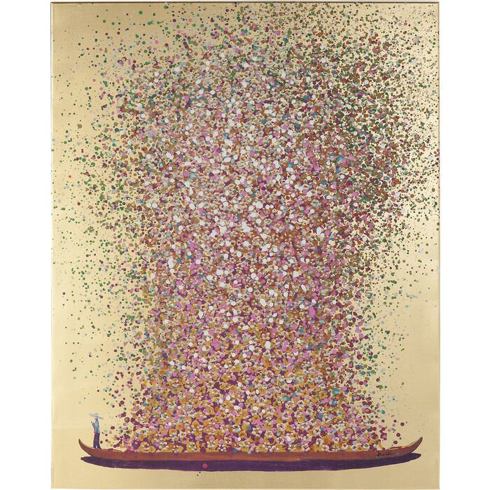 Touched Flower Boat Gold Pink Tablo 120x160cm
