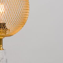 Mate Serisi Mermer Desenli Kafes Abajur