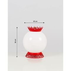 Bahar Kırmızı Taçlı Küre Abajur - 1019