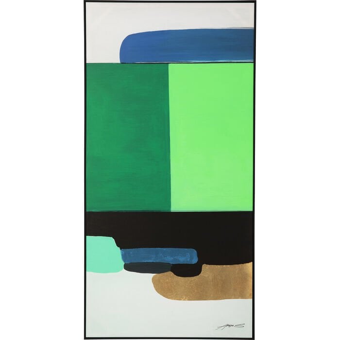 Abstract Shapes Yeşil Çerçeveli Resim 73x143cm