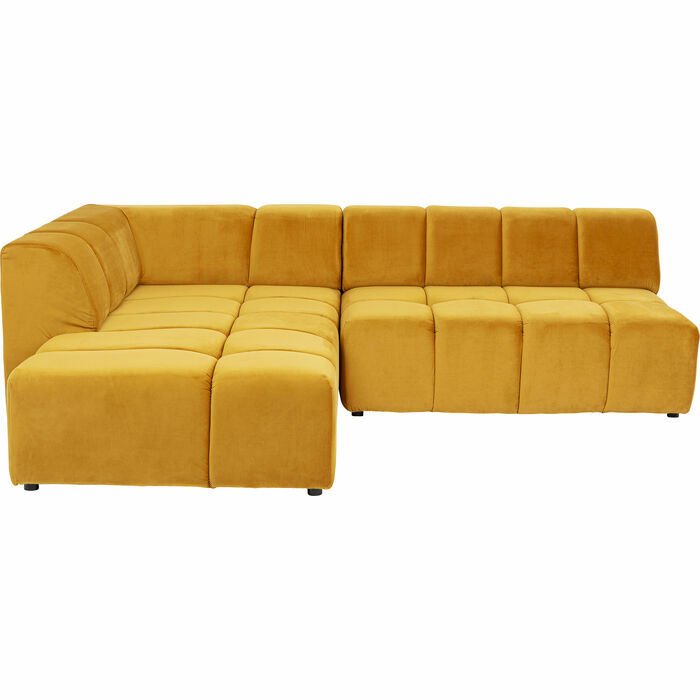 Sofa Belami Kadife Görünümlü Kehribar Sol Köşe Takımı