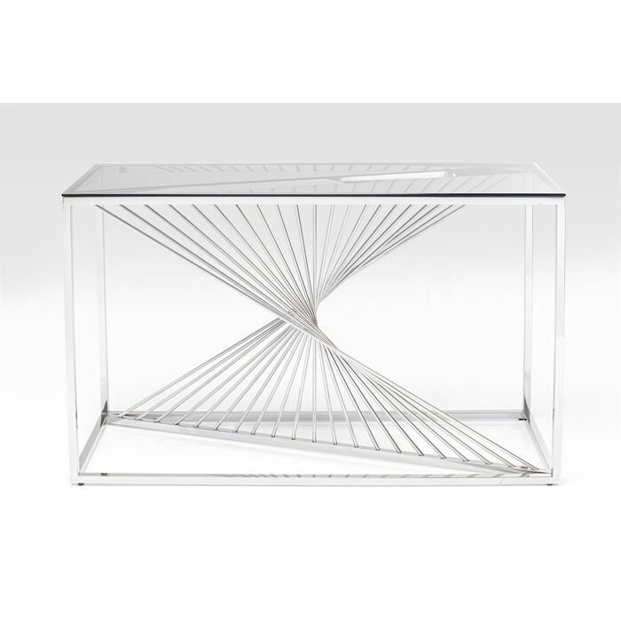 Laser Silver Clear Glass Çelik Konsol