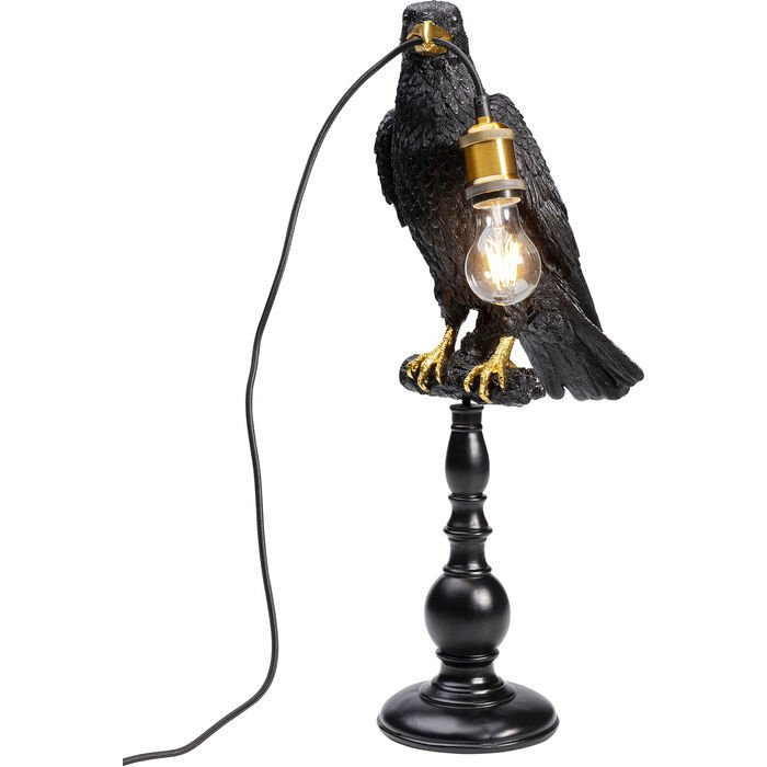 Animal Sitting Crow Mat Black Alüminyum Masa Lambası