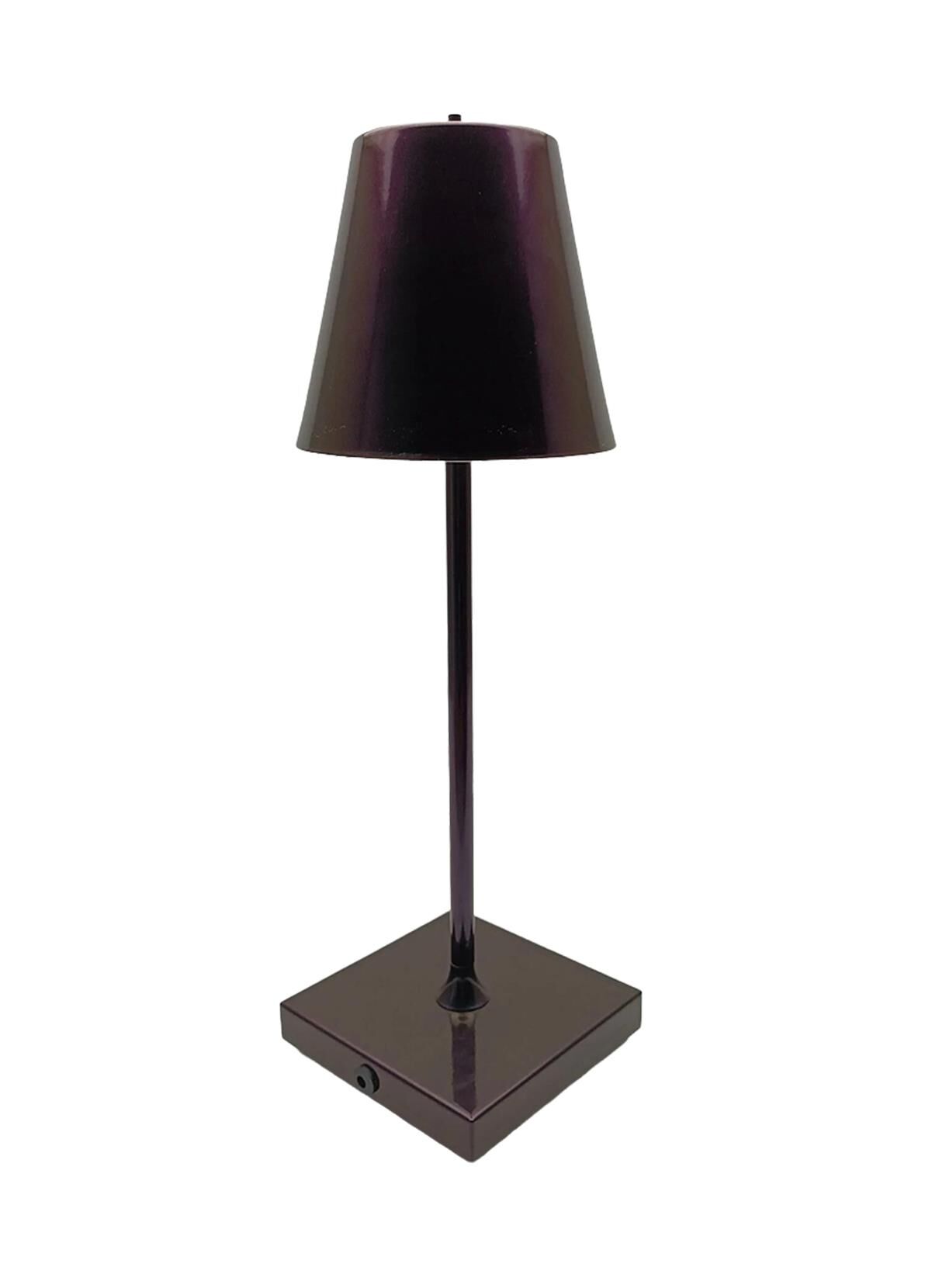 Konik Şapka Masa Lambası Şarjlı Metal Mor