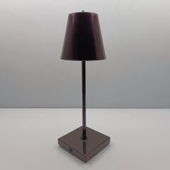 Konik Şapka Masa Lambası Şarjlı Metal Mor