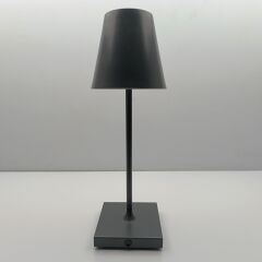 Konik Şapka Metal Şarjlı Masa Lambası Antrasit