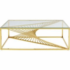 Laser Gold Clear Glass Çelik Orta Sehpa
