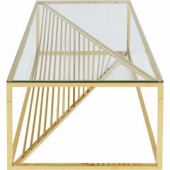 Laser Gold Clear Glass Çelik Orta Sehpa