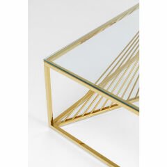 Laser Gold Clear Glass Çelik Orta Sehpa