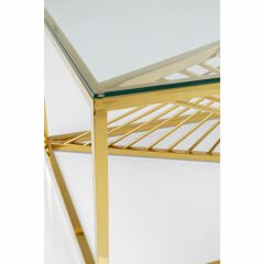 Laser Gold Clear Glass Çelik Orta Sehpa