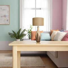 Robert Yaprak Desenli Krem Kahve Abajur