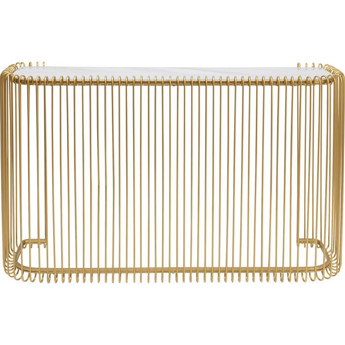 Console Wire Glass Marble Gold Yemek Masası