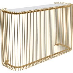 Console Wire Glass Marble Gold Yemek Masası
