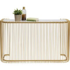 Console Wire Glass Marble Gold Yemek Masası