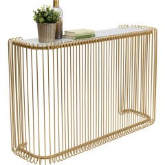 Console Wire Glass Marble Gold Yemek Masası