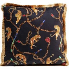 Tiger Chain Black Polyester Kırlent 45x45 cm