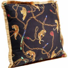Tiger Chain Black Polyester Kırlent 45x45 cm