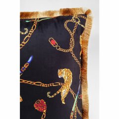 Tiger Chain Black Polyester Kırlent 45x45 cm