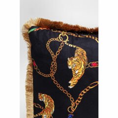 Tiger Chain Black Polyester Kırlent 45x45 cm