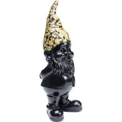 Gnome Standing Black Gold Dekoratif Figür