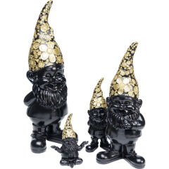 Gnome Standing Black Gold Dekoratif Figür