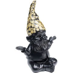 Gnome Meditation Black Gold Dekoratif Figür