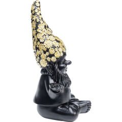 Gnome Meditation Black Gold Dekoratif Figür