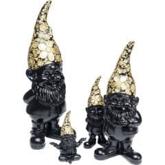 Gnome Meditation Black Gold Dekoratif Figür