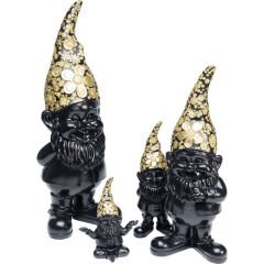 Gnome Meditation Black Gold Dekoratif Figür