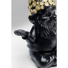 Gnome Meditation Black Gold Dekoratif Figür
