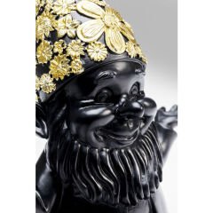 Gnome Meditation Black Gold Dekoratif Figür
