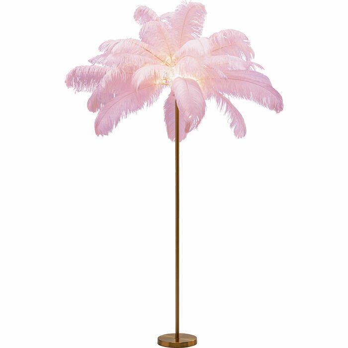 Feather Palmiye Yaprakları Pembe Lambader