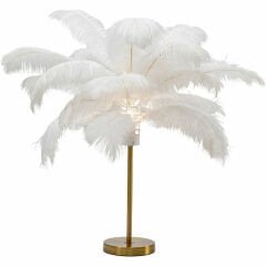Feather Palmiye Yaprakları Beyaz Masa Lambası