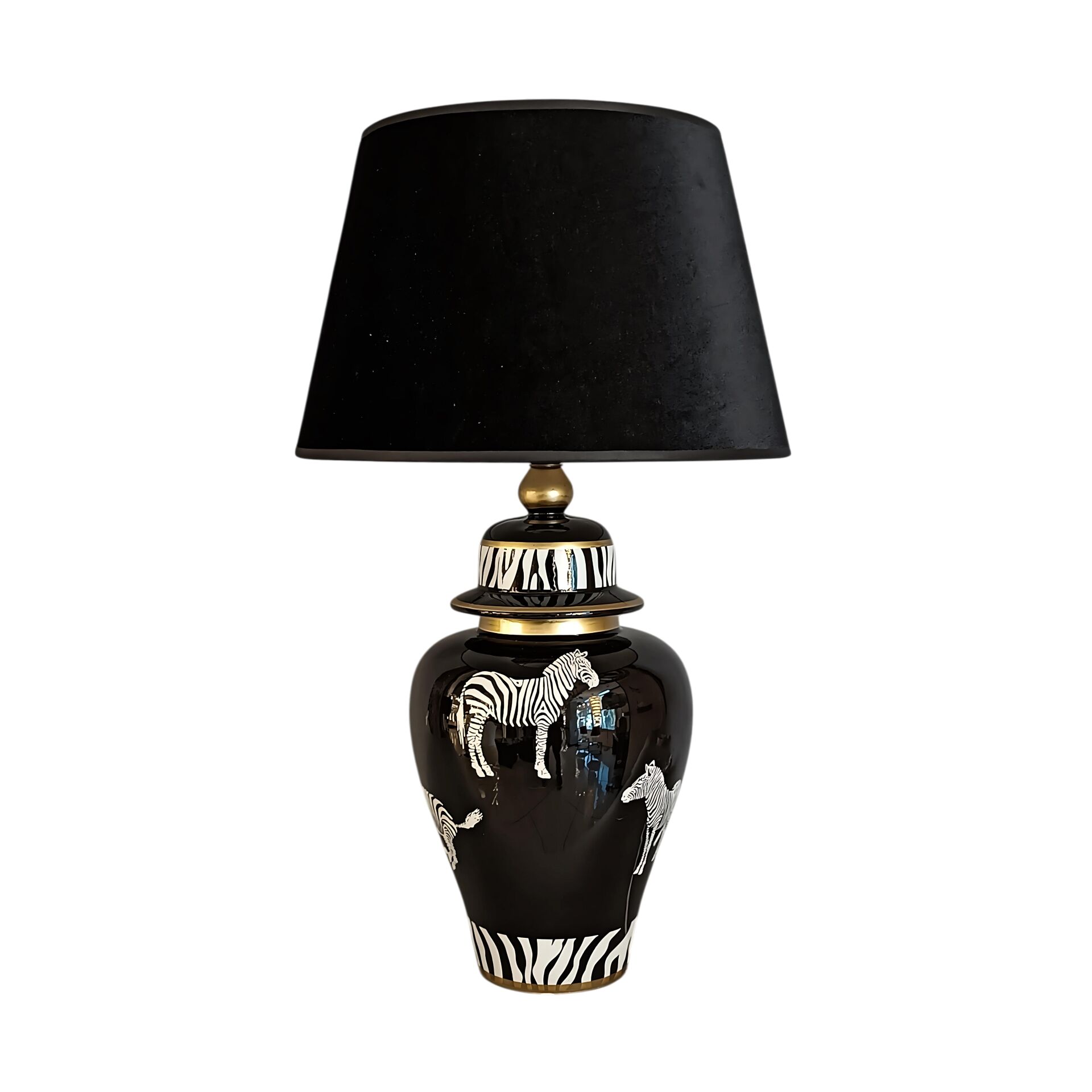 Cerny Zebre Figürlü Siyah Abajur