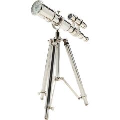 Telescope Gümüş Dekoratif Saat 49cm