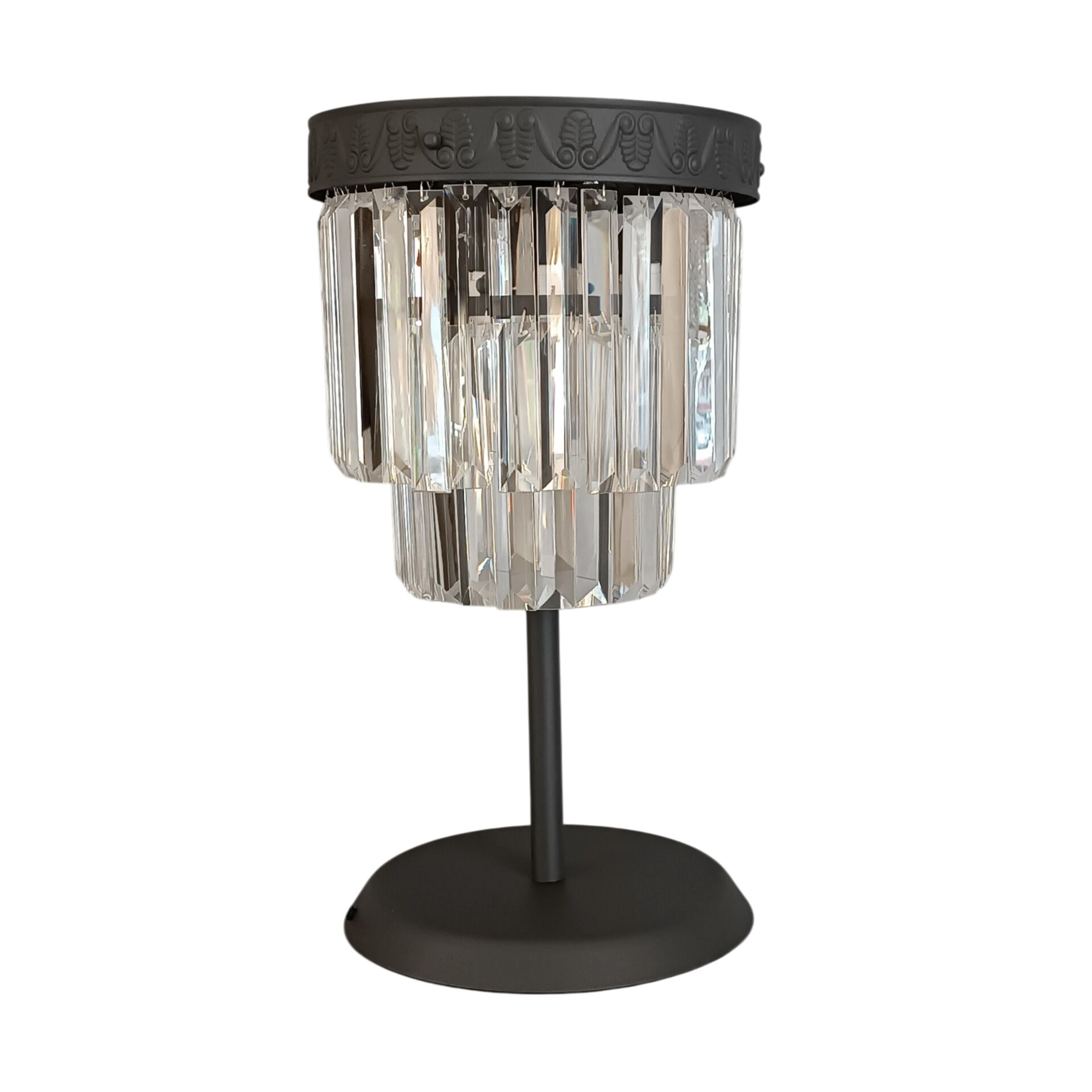 Tener Koyu Gri Cam Abajur