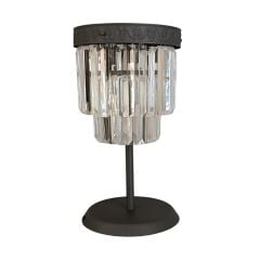 Tener Koyu Gri Cam Abajur