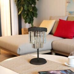 Tener Koyu Gri Cam Abajur