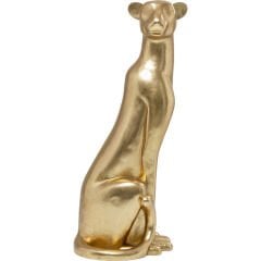 Sitting Leopard Gold Dekoratif Figür