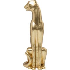 Sitting Leopard Gold Dekoratif Figür