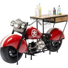 Bar Kırmızı Motosiklet Ahşap Konsol