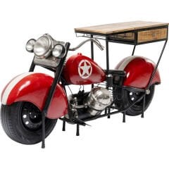 Bar Kırmızı Motosiklet Ahşap Konsol