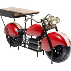 Bar Kırmızı Motosiklet Ahşap Konsol