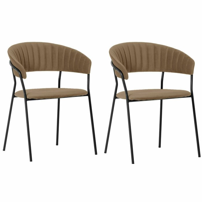 Chair with Armrest Belle 2'li Brown Sandalye