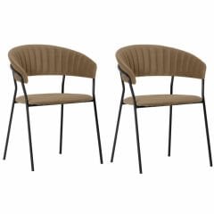 Chair with Armrest Belle 2'li Brown Sandalye